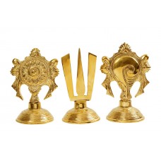 Tirupati Balaji Shanku Chakra Naama Set in Brass