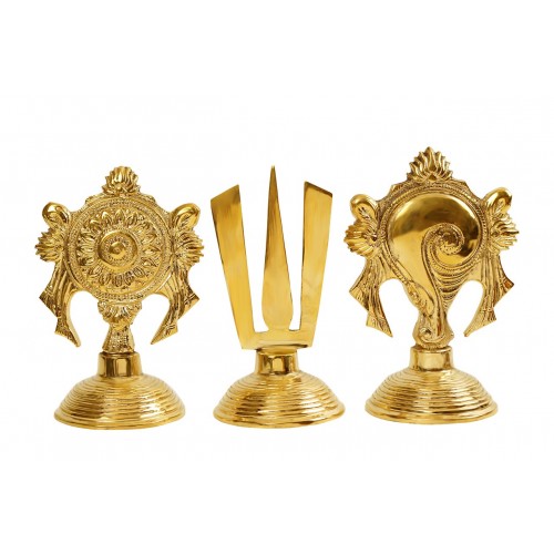 Tirupati Balaji Shanku Chakra Naama Set in Brass